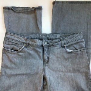 Grey Wash Bootcut Jeans Silver & Black Rhinestones